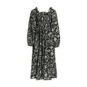 NWT MILLE Resort & Travel Catherine in Black Hibiscus Floral Midi Dress 2XS XXS